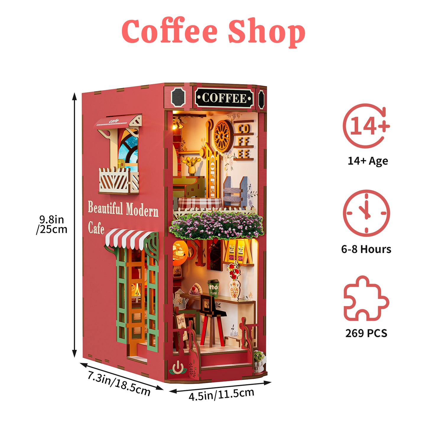 Coffee Shop DIY Book Nook Kit - 3D Wooden Puzzle