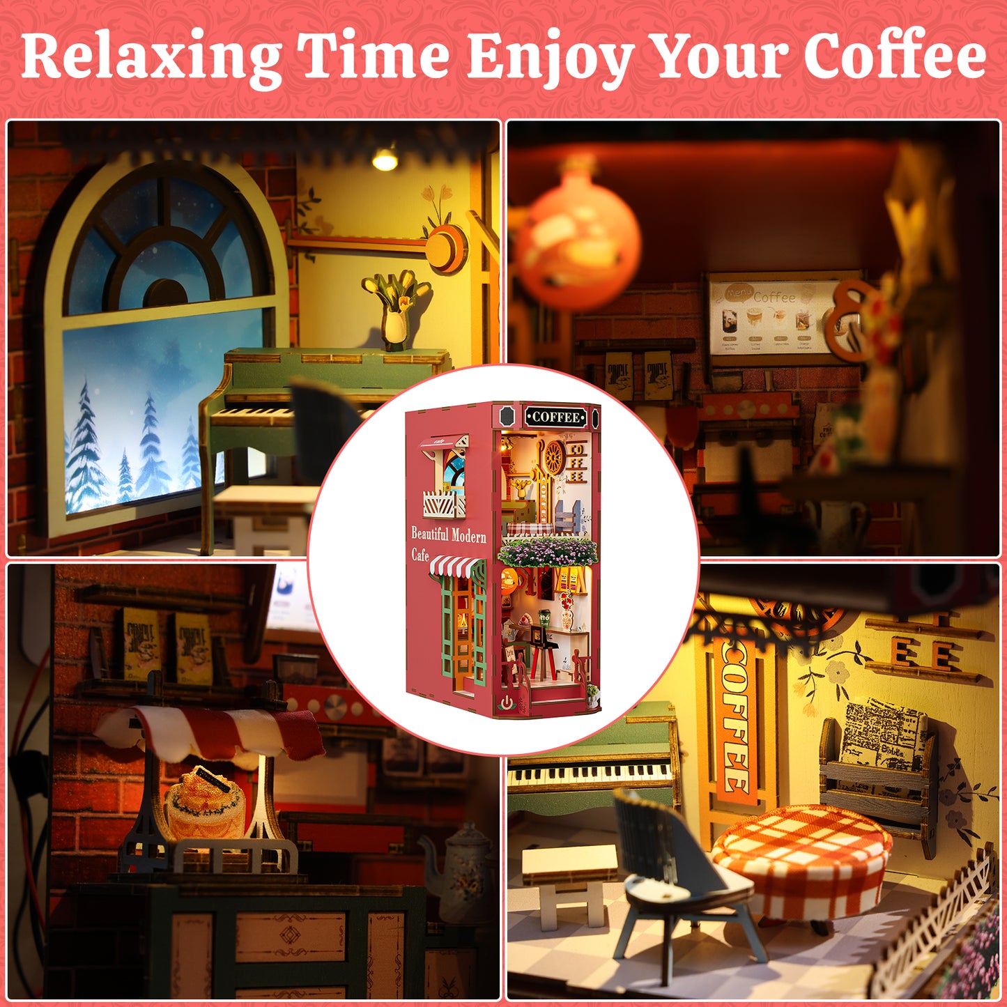 Coffee Shop DIY Book Nook Kit - 3D Wooden Puzzle