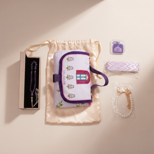 Pray Rug & Tasbih Set-Purple