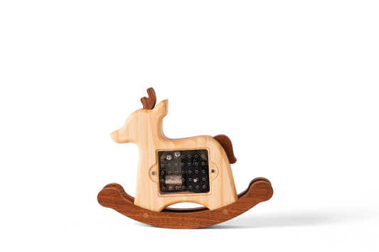 Wooden Rocking Horse Music Box - Charming Hand-Cranked Musical Toy