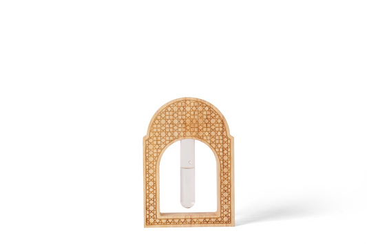 Inspired Wooden Vase with Intricate Architectural Carvings