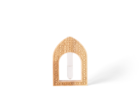 Inspired Wooden Vase with Intricate Architectural Carvings