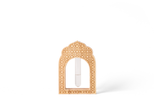 Inspired Wooden Vase with Intricate Architectural Carvings