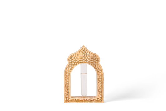 Inspired Wooden Vase with Intricate Architectural Carvings