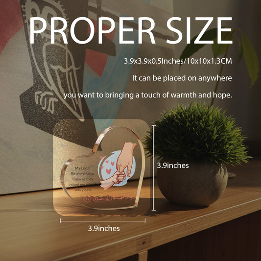 Acrylic Ornament - Heart Shape - UV Material - Quran Parent-Child Hand-in-Hand