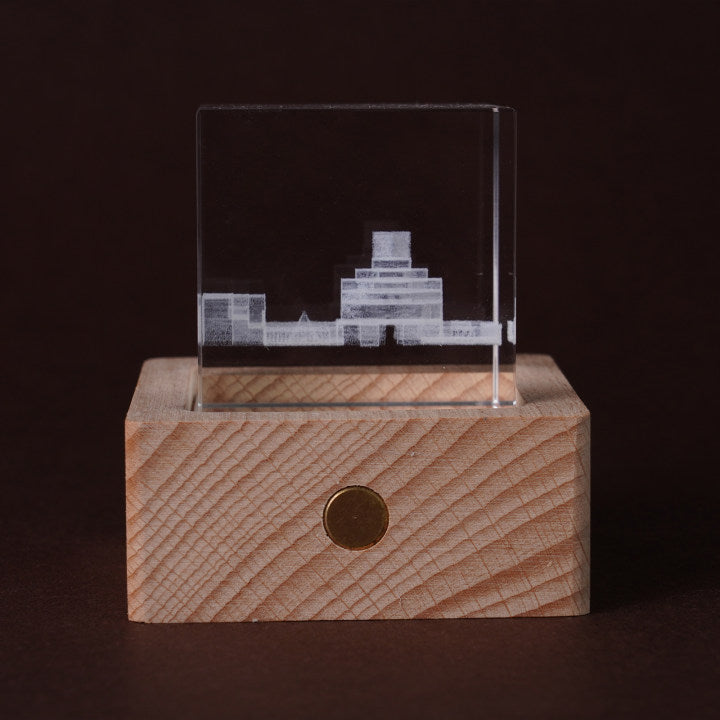 Crystal Sculpture of Architectural Landmark - Intricate Laser Engraved Design