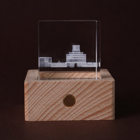 Crystal Sculpture of Architectural Landmark - Intricate Laser Engraved Design