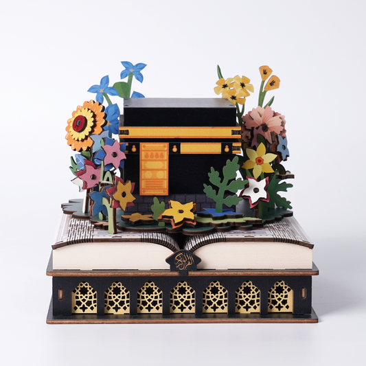 3D Wooden Puzzle Craft Kit - DIY Mecca Kaaba Flower Design