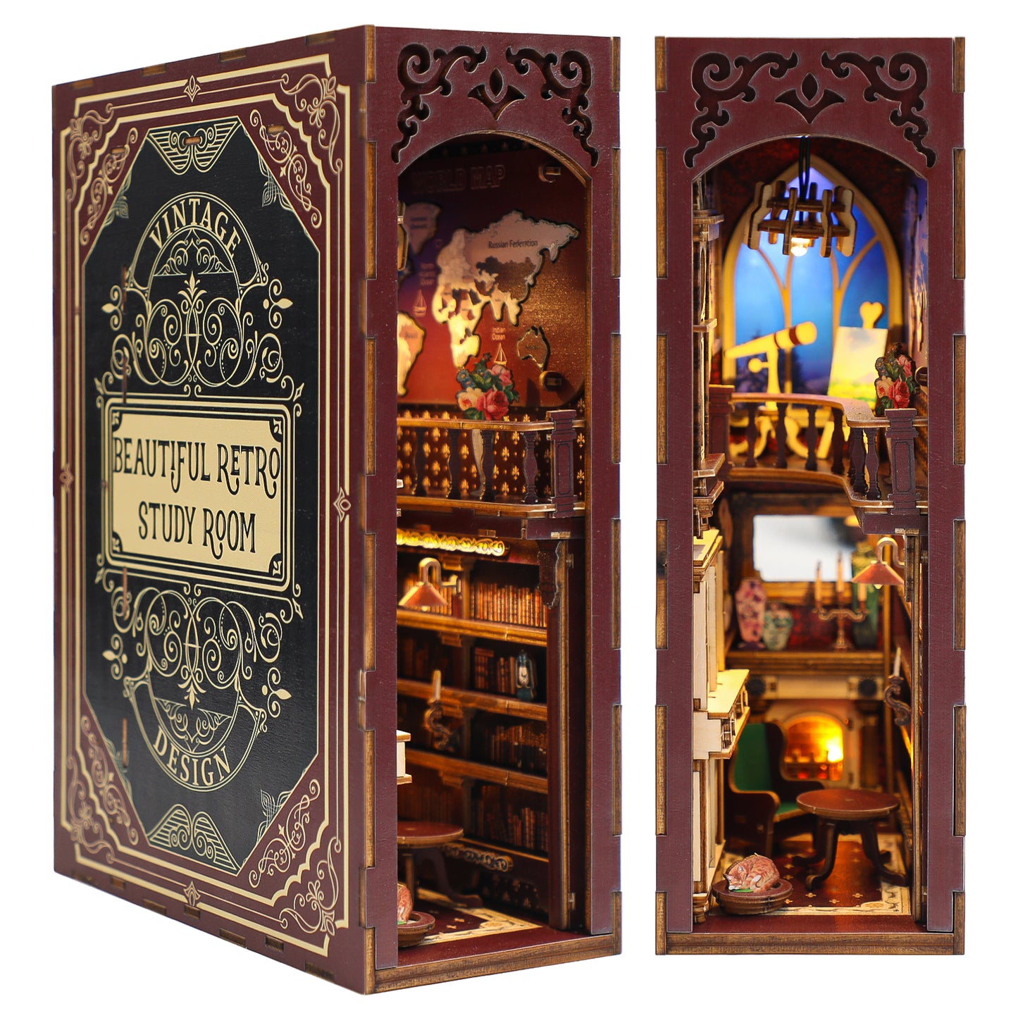 Vintage Study Bookend DIY Book Nook Kit - 3D Wooden Puzzle