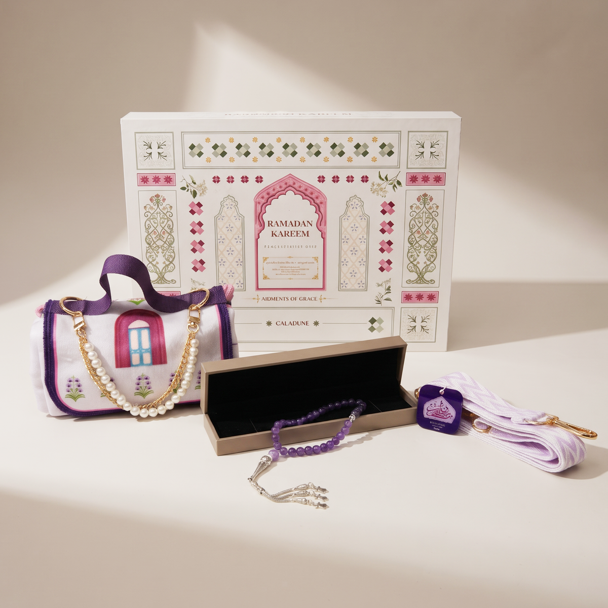 Pray Rug & Tasbih Set-Purple