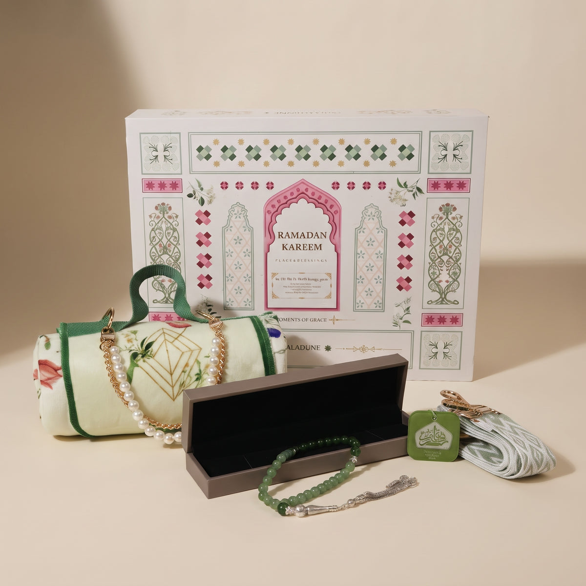 Pray Rug & Tasbih Set-Green