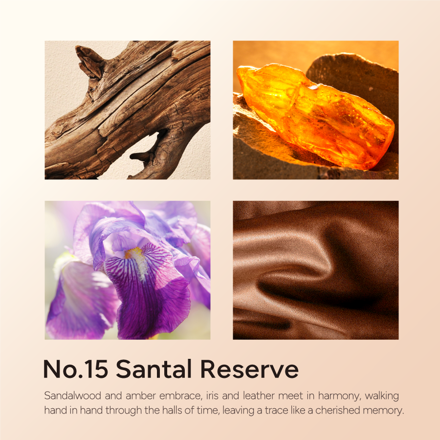 Santal Reserve Scented Candles, Sandalwood, Amber, Iris & Leather Scent