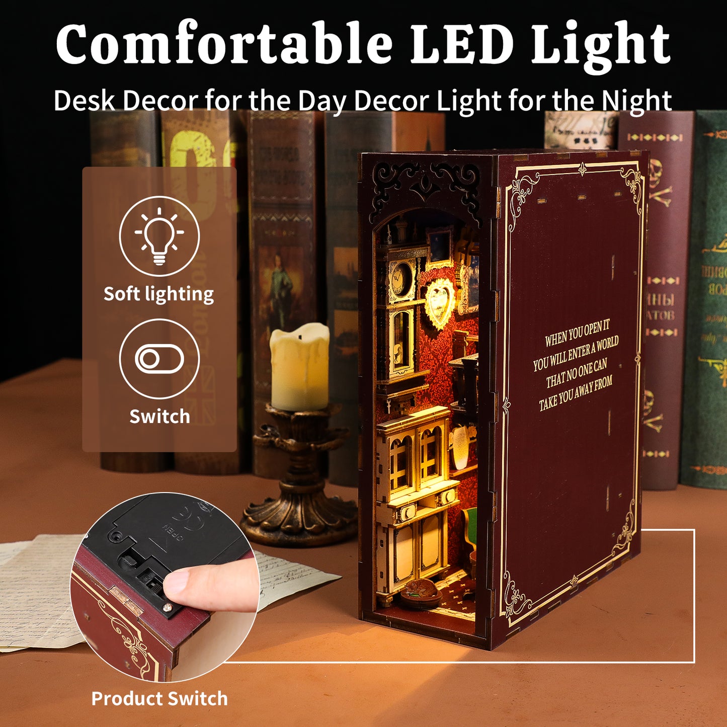 Vintage Study Bookend DIY Book Nook Kit - 3D Wooden Puzzle