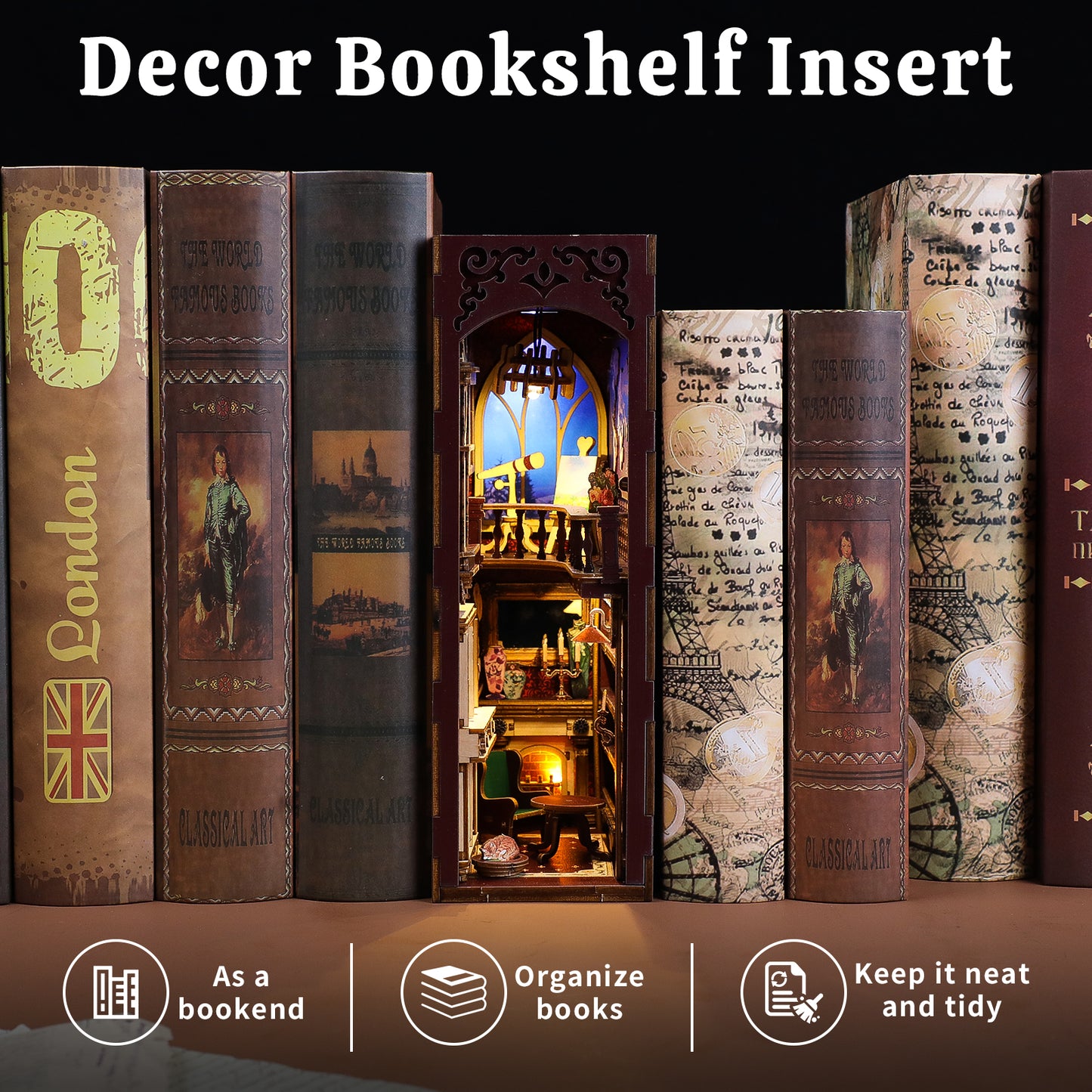 Vintage Study Bookend DIY Book Nook Kit - 3D Wooden Puzzle