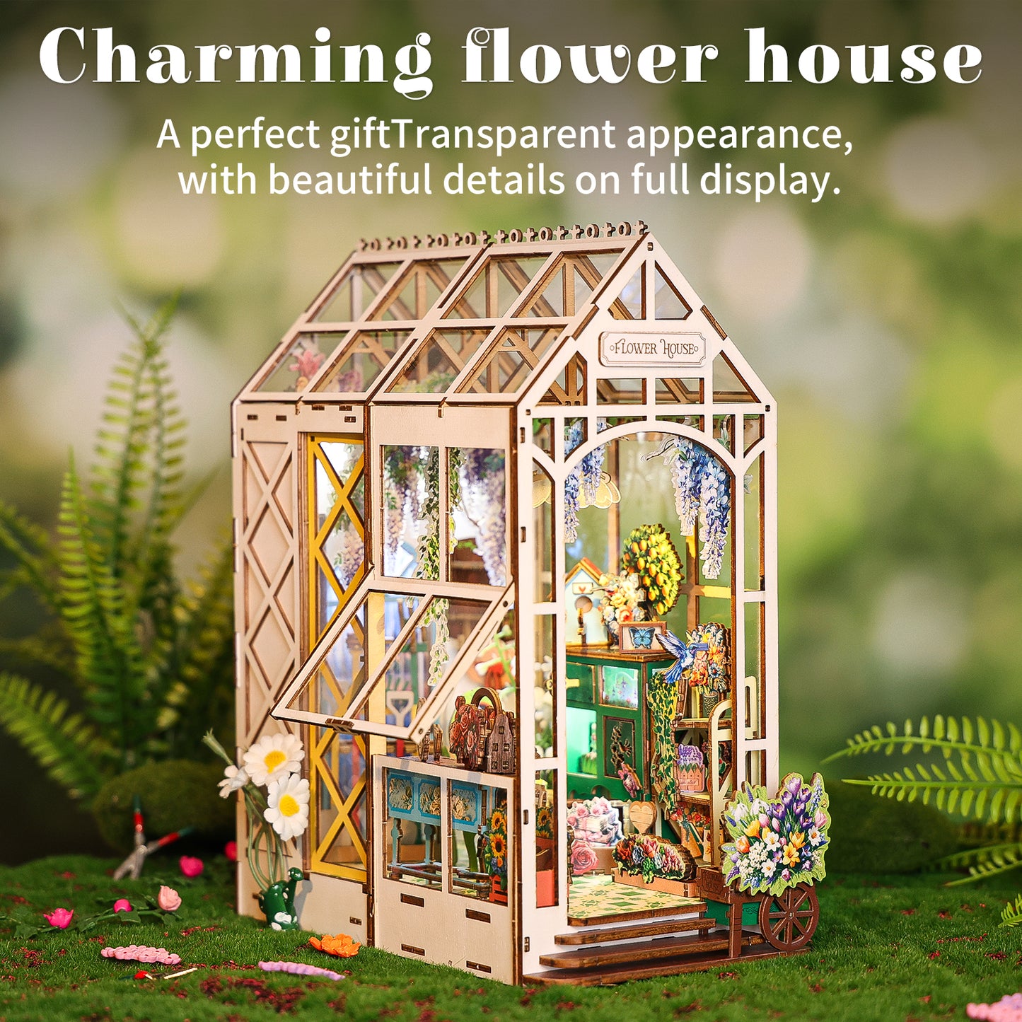 Floral Conservatory DIY Book Nook Kit - 3D Wooden Puzzle