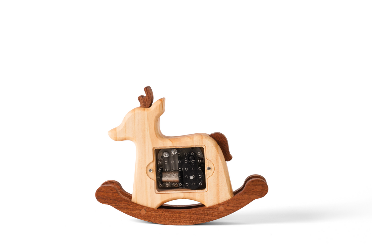 Box Rocking Horse Wooden Rocking Horse Music Box - Charming Hand-Cranked Musical Toy ...