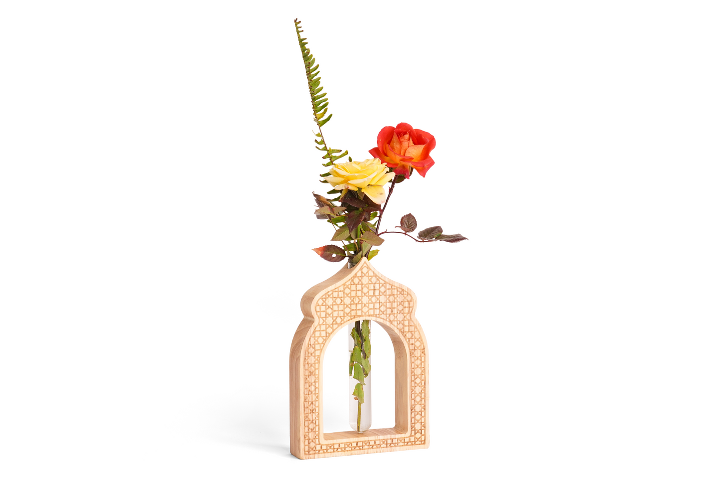Inspired Wooden Vase with Intricate Architectural Carvings