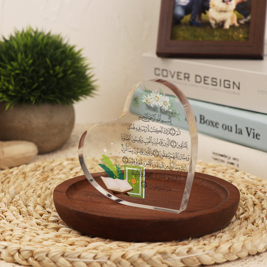 Heart Acrylic Ornament - Green Quran Book