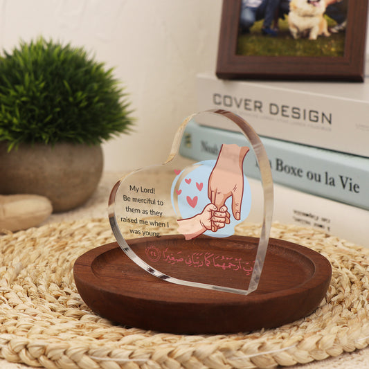 Acrylic Ornament - Heart Shape - UV Material - Quran Parent-Child Hand-in-Hand